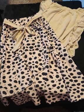 Girls Cream & Black Spotted Two-Piece Matching Set